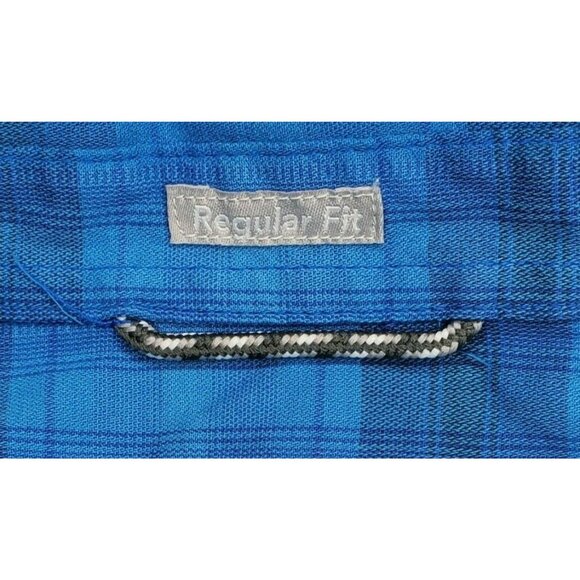 Columbia Sportswear Company Men's Med Blue Plaid Regular Fit Long Sleeve Shirt - Picture 9 of 11